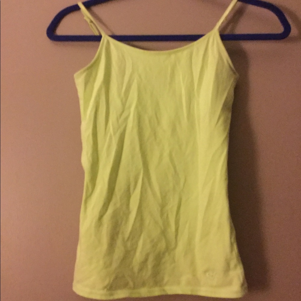 Lime green tank top with built in bra